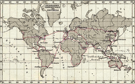 1891年の主な電信線