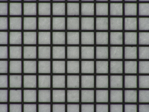 See Through 電波シールドガラスに使用されているメッシュの拡大写真